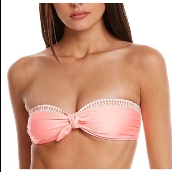 Lemlem Lena Bikini Swim Set Bandeau Halter Top (XL) & Tie Side Bottoms (L) Coral - Picture 12 of 15
